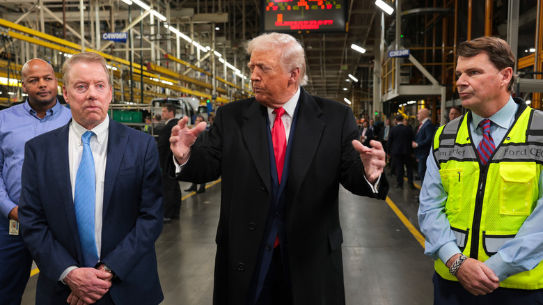Bill Ford and Jim Farley clearly regretting their decision to invite Trump to tour Ford's factory