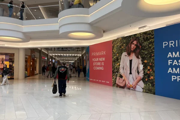 A sign in the Mall of America on Feb. 28, 2026, advertises the new Primark store.