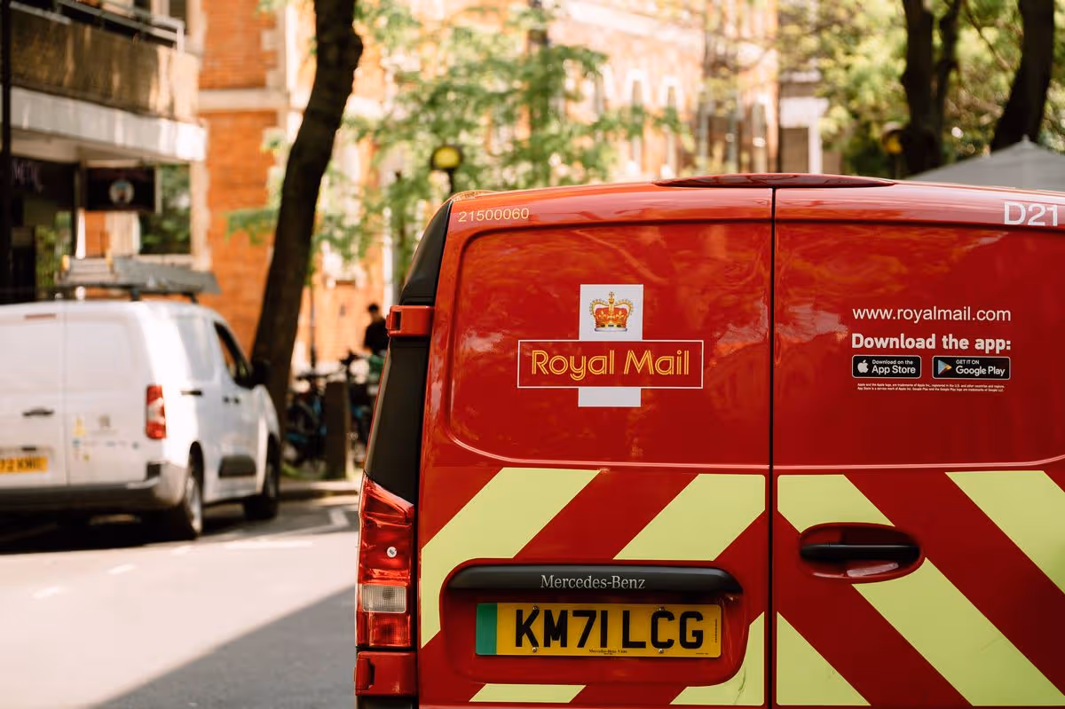 London, United Kingdom - 28 April, 2025: Detail of a Royal Mail van in a city street