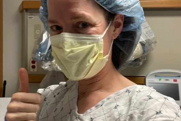 The author shortly before breast-conserving surgery at MedStar Georgetown University Hospital in Washington, D.C.