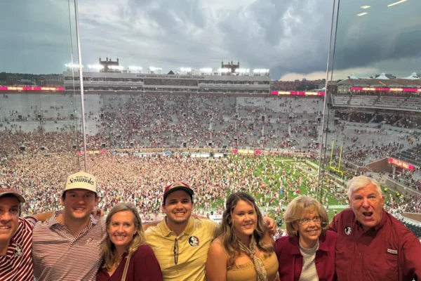 The Hobbs family at Doak Campbell Stadium following FSU's victory over Alabama in 2025.