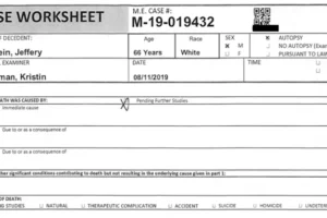 jeffrey epstein death certificate