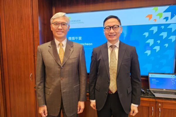 Insurance Authority chairman Stephen Yiu Kin-wah (left) and CEO Clement Cheung Wan-ching meet the media on March 10, 2026. Photo: Enoch Yiu