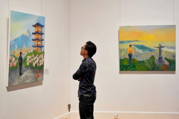 Jean-Claude Van Damme’s artworks in an exclusive painting vernissage at the University Museum and Art Gallery of the University of Hong Kong. Photo: Elson Li