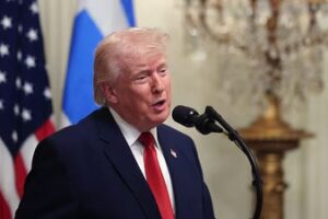 Trump's remark comes amid raging war in the Middle East with Trump pushing claims on talks with Iran and Iran, in turn, denying the claims. (AP)
