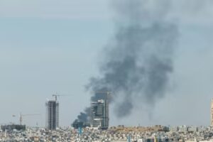 Smoke rises above Riyadh, amid the US-Iran war, in Riyadh, Saudi Arabia. (REUTERS)