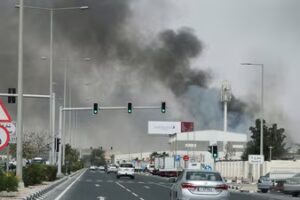 Dubai news; Smoke rises after reported Iranian missile attacks, following United States and Israel strikes on Iran, as seen from Doha, Qatar, (REUTERS)