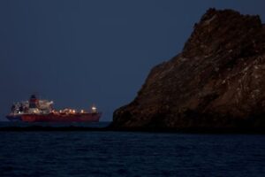 The Callisto tanker sits anchored as the traffic is down in the Strait of Hormuz, amid the US-Israeli conflict with Iran, in Muscat. (REUTERS)