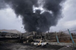 A thick plume of smoke rises from an oil storage facility hit by a U.S.-Israeli strike in Tehran, Iran (AP Photo)