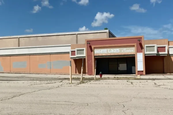 Exterior of White Lakes Mall in Topeka, Kansas, after being abandoned