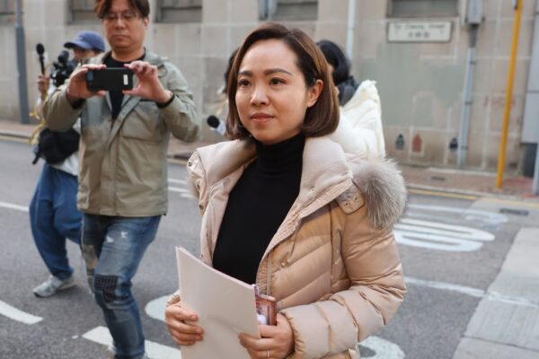 Judy Chan leaves Traffic Police Hong Kong Island after giving a statement on January 24. Photo Edmond So