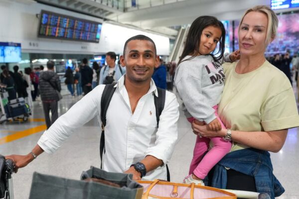Jockey Karis Teetan (left) and his family had been in Dubai Photo: Sam Tsang