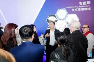 Photo shows the delegation of 2026 Global South Financiers Forum visiting the National Graphene Innovation Center in Ningbo, east China's Zhejiang Province.