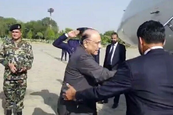President Asif Ali Zardari boards aircraft at Lahore Airport as he departs for a five-day official visit to China on April 25, 2026. — Screengrab via Geo News