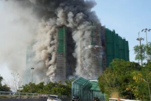 Fire ravaged seven of the eight towers at Wang Fuk Court. Photo: Sam Tsang