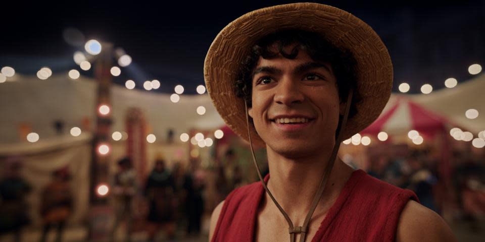 Iñaki Godoy as Monkey D. Luffy in Netflix’s One Piece, wearing his signature straw hat