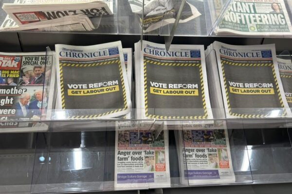 Reform UK takes out cover wrap on local newspaper vowing to 'control immigration'