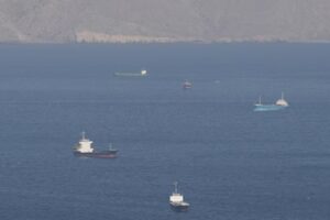 Ships and tankers in the Strait of Hormuz off the coast of Musandam, Oman. (REUTERS)