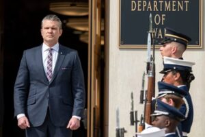 At the Pentagon’s press conferences on Operation Epic Fury, the hair-gelled former Fox News host sometimes appears keener to wage culture wars than the one in Iran. (AP)