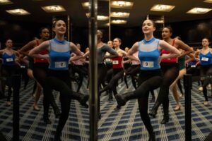 Dancers rehearse before an audition for the Radio City Rockettes at Radio City Music Hall in New York, on Wednesday, April 22, 2026. (AP Photo/Yuki Iwamura)