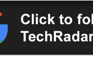 Google logo on a black background next to text reading 'Click to follow TechRadar'