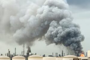 Smoke rises following a strike on the Bapco Oil Refinery, amid the US-Israeli conflict with Iran, on Sitra Island Bahrain. (REUTERS)