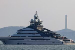 The 465-foot superyacht "Nord", linked to the sanctioned Russian oligarch Alexey Mordashov is seen docked, in Hong Kong, China October 7, 2022. (REUTERS)