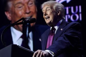 US President Donald Trump speaks during a Turning Point USA event at the Dream City Church on April 17, 2026 in Phoenix, Arizona. (File Photo/Getty Images via AFP)