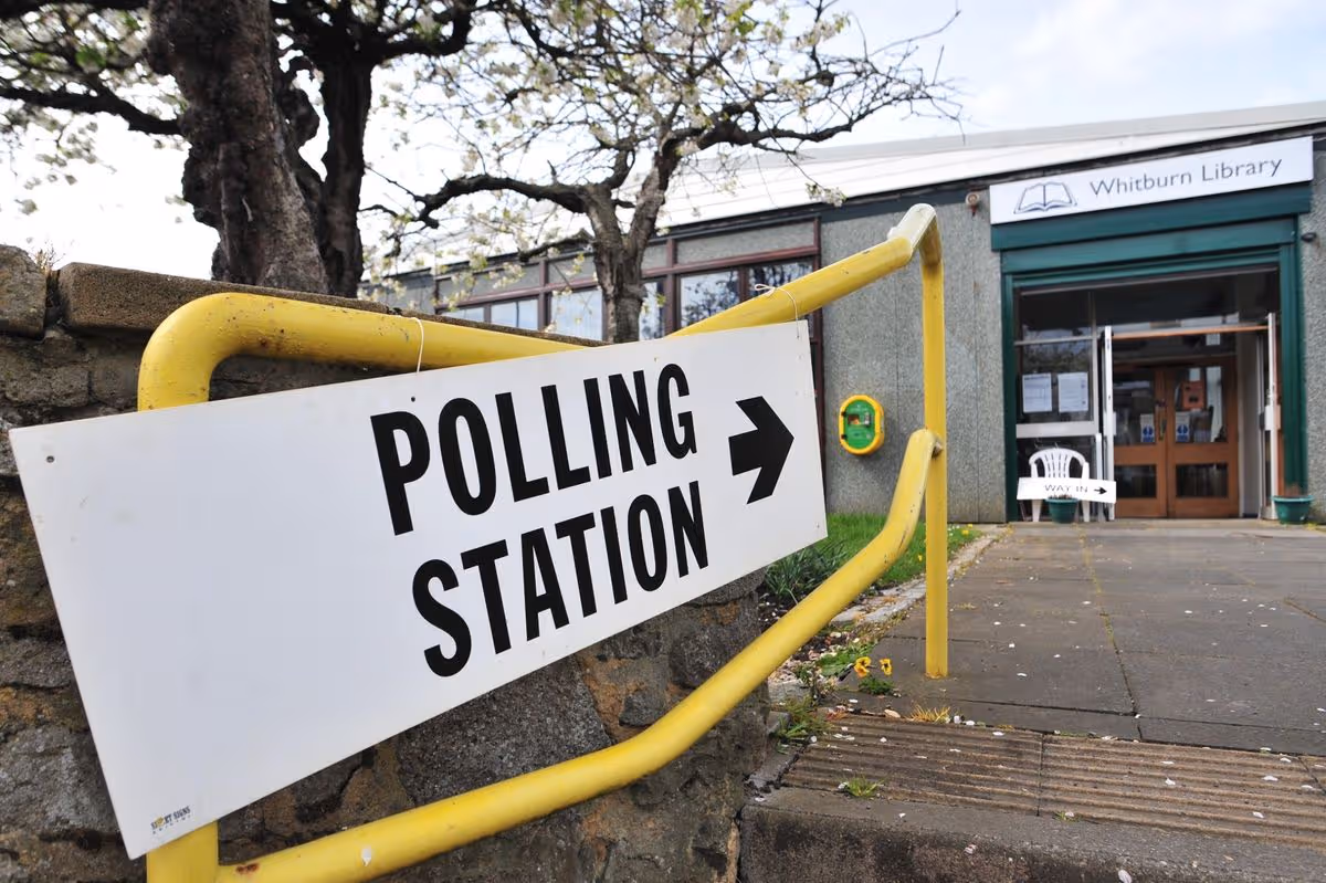 A polling station at Whitburn Library in Whitburn Village, South Tyneside.