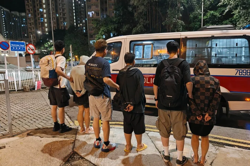 Hong Kong police arrest three women on May 19, 2026, on suspicion of manufacturing and trafficking dangerous drug etomidate in a public housing flat in Tsuen Wan's Lei Muk Shue Estate. Photo: Hong Kong Police Force.