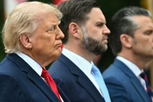 President Donald Trump, Vice President JD Vance and Defense Secretary Pete Hegseth in Arlington, Va., May 25.