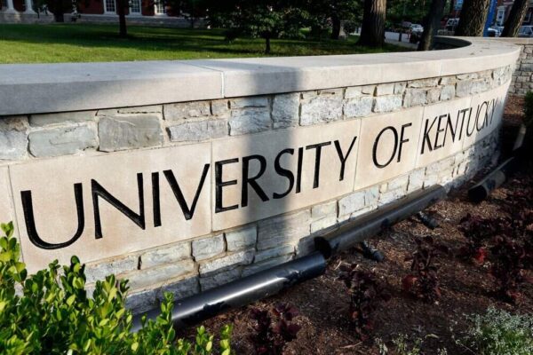 Sign for one of the entries to University of Kentucky campus is on Rose Street at Maxwell Street.