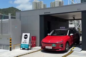 A CATL battery swap station in Hong Kong.