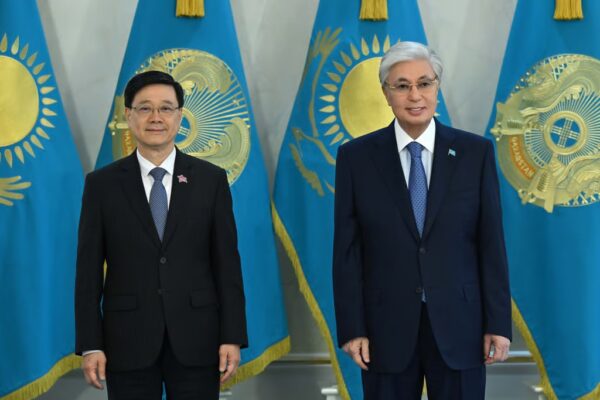 Chief Executive John Lee Ka-chiu (left) meets Kazakh President Kassym-Jomart Tokayev in Astana, Kazakhstan, on June 1. Photo: Handout