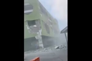 This image from a video shows dust and debris outside a building after a powerful earthquake in General Santos city on the island of Mindanao, Philippines. (AP/PTI Image)