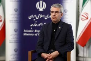 Iran's Foreign Ministry spokesman Esmaeil Baghaei attends an interview amid the US-Israeli conflict with Iran, in Tehran. (via REUTERS)