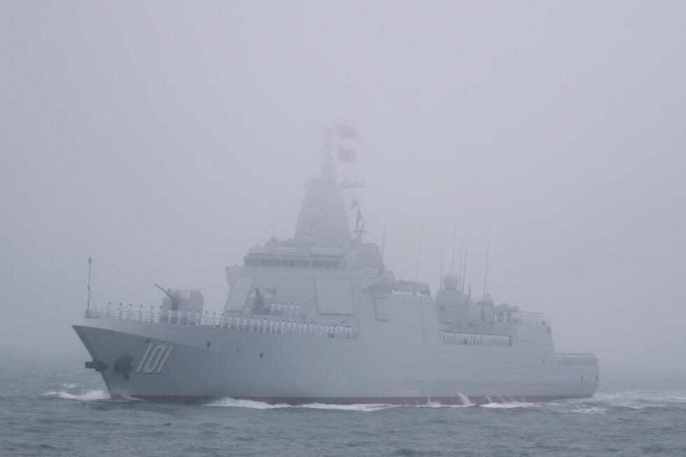 The Renhai-class destroyer Nanchang of the Chinese People's Liberation Army Navy sails off the coast of Qingdao in eastern China