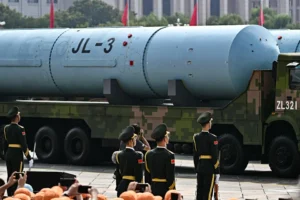 The JL-3 submarine-launched ballistic missile is seen during a military parade (AFP/Getty)
