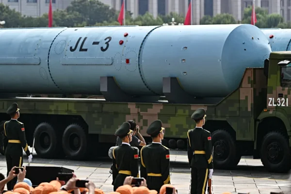 The JL-3 submarine-launched ballistic missile is seen during a military parade (AFP/Getty)