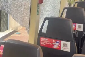 Tree branch smashes Hong Kong double-decker bus window, 1 passenger injured