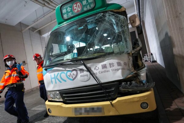 10 injured as minibus, water tanker collide in Hong Kong’s Kwun Tong district