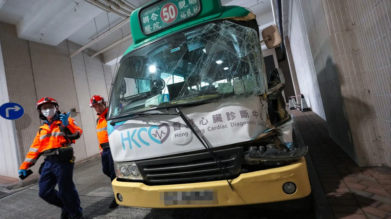 10 injured as minibus, water tanker collide in Hong Kong’s Kwun Tong district