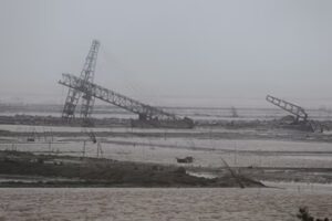 Typhoon Bavi weakens to the level of a severe tropical storm after making landfall in Zhejiang on Sunday morning (Reuters)