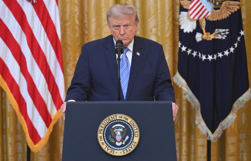 US President Donald Trump addresses the nation from the East Room of the White House in Washington, DC on July 16, 2026.