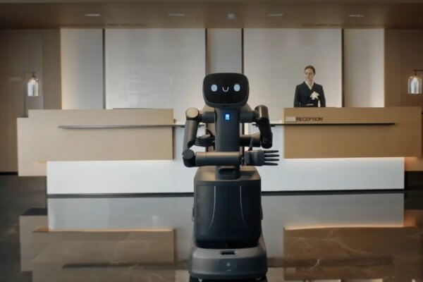 A robot in a hotel lobby