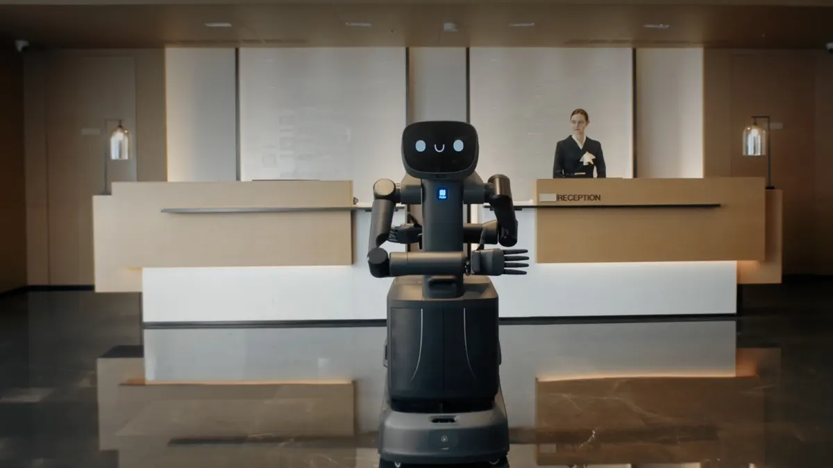 A robot in a hotel lobby