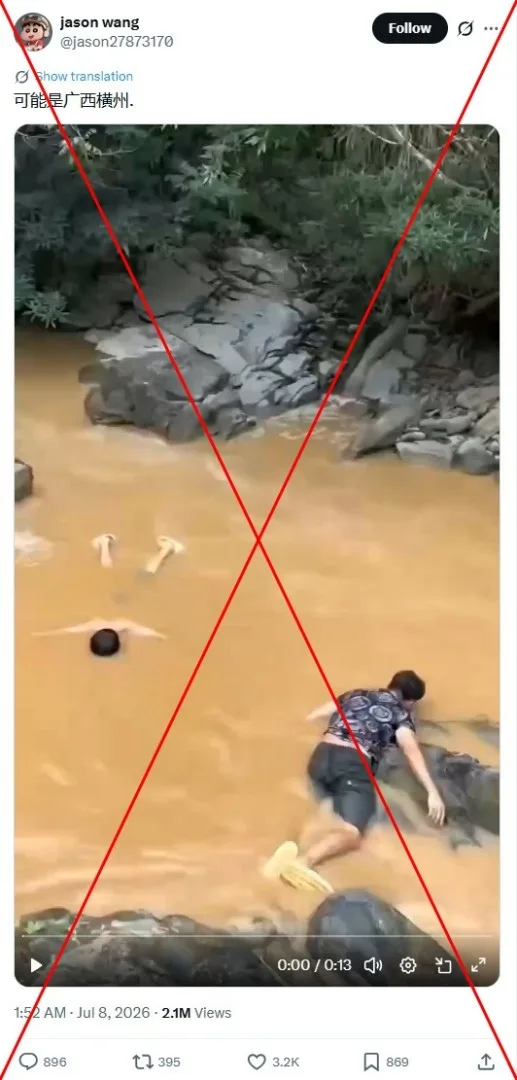 <span>Screenshot of the false post captured on July 13, 2026, with a red X added by AFP</span>