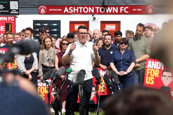 Andy Burnham at his Makerfield victory rally in June