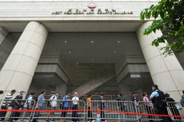 Residents queue up outside West Kowloon Court on Friday to attend the mitigation hearing. Photo: Sun Yeung