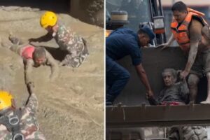 Survivors pulled from mud in Nepal after deadly flash floods – video